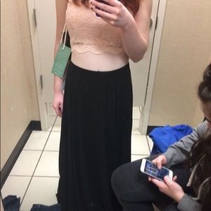 Pink and black 2 piece prom dress